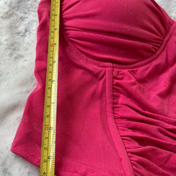 Large Glitter Pink Tank Top Sexy Juniors Padded Corset Fuchsia Womens Club wear - Picture 2 of 9